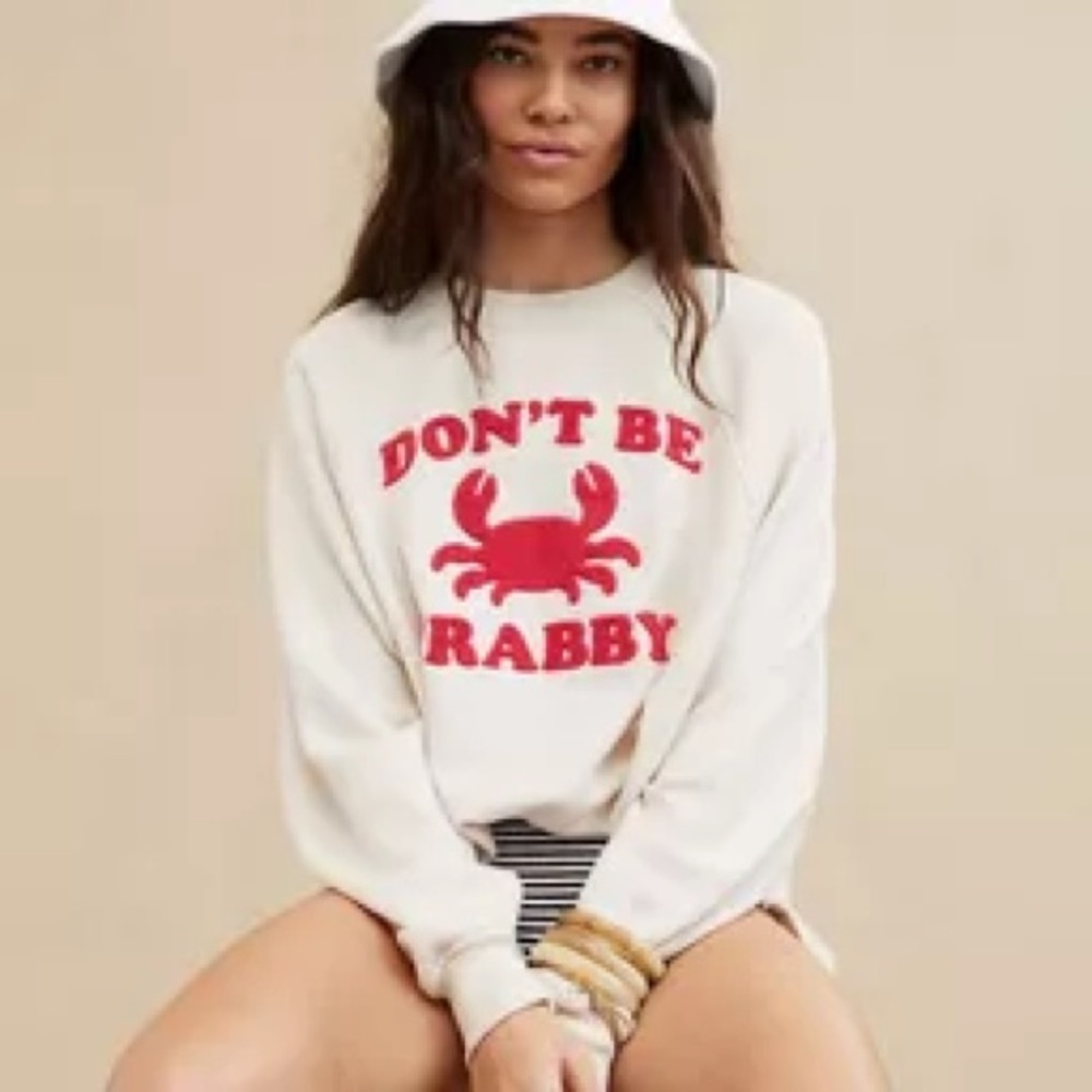 AERIE DONT BE CRABBY SWEATSHIRT PULLOVER - Picture 3 of 6